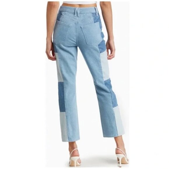 Good American Patchwork Jeans Good Icon Relaxed Straight Ankle Size 14/ US 32 - Picture 2 of 14